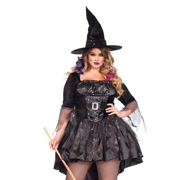 Black Magic Mistress Plus Size Witch Costume – Spellbinding Halloween Oufit - Picture 1 of 2